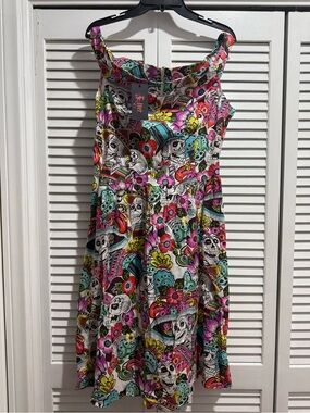 Colorful Day of the Dead Print Floral Mini Dress